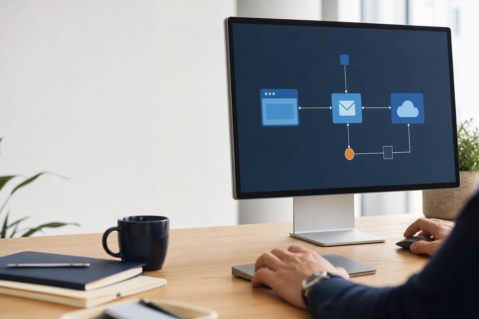 Een eenvoudige routekaart voor website, e-mail en cloudkoppelingen.
